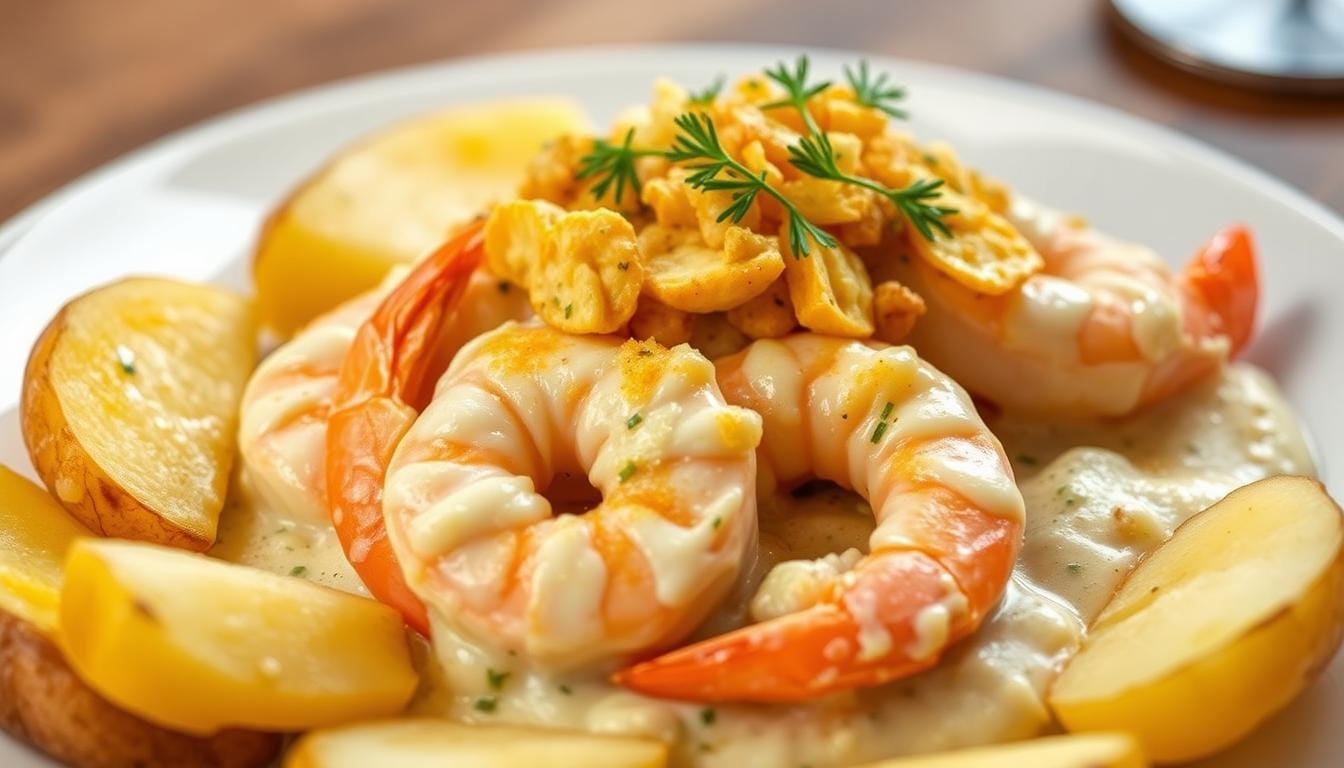 Camarão ao Molho Branco Gratinado com Batata: Irresistível Sabor