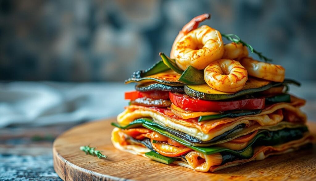 Lasanha de Legumes com Camarão