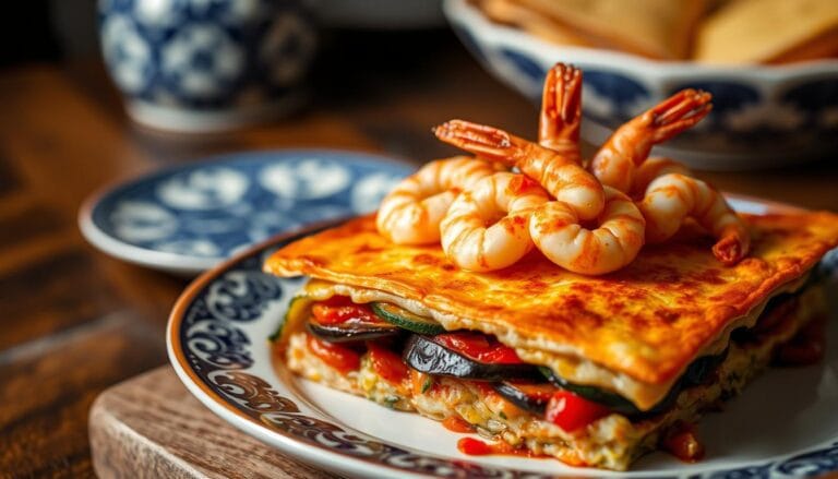 Lasanha de Legumes com Camarão: Unindo Leveza e Sabor   Quer uma receita leve, s