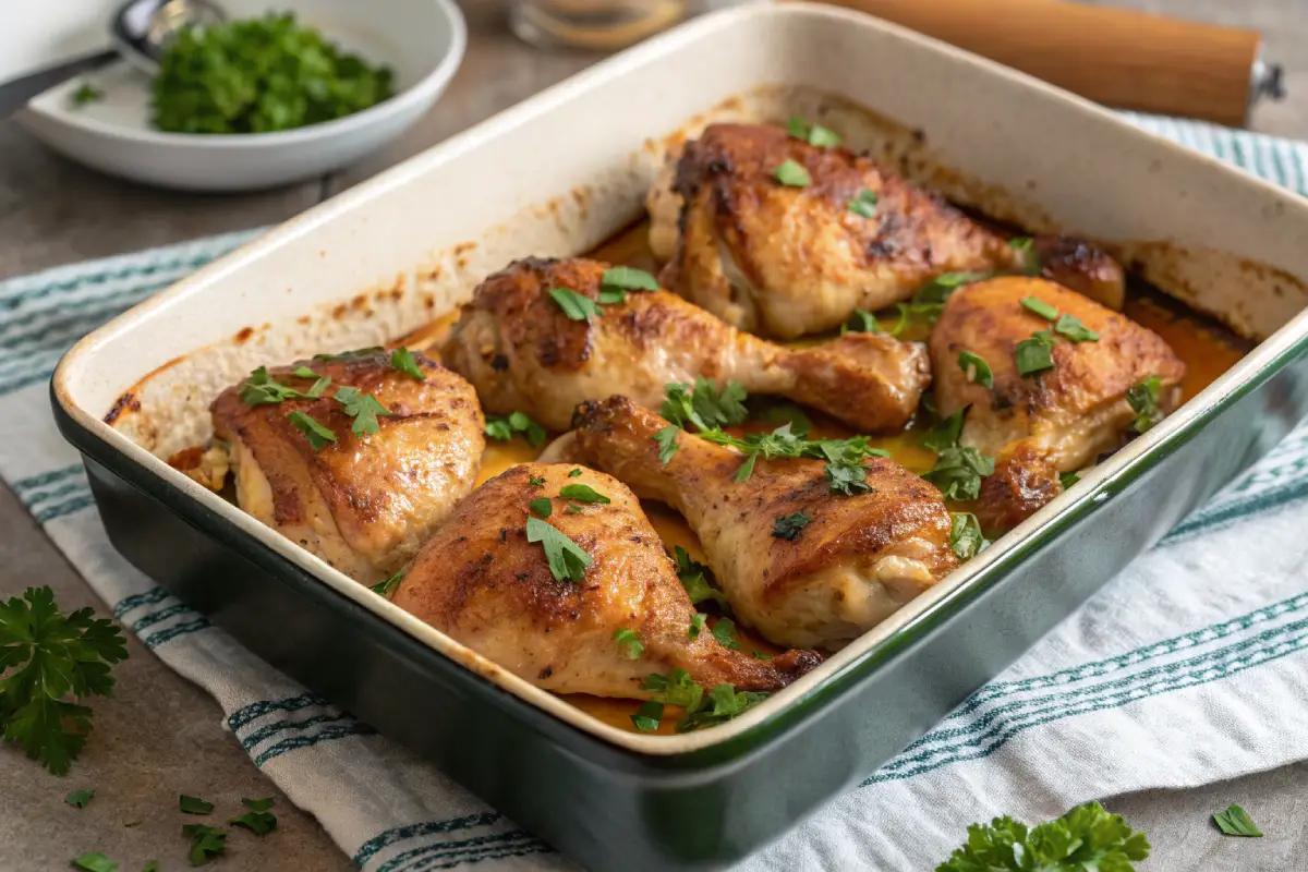 Coxa e sobrecoxa assada no forno, receita deliciosa e prática de frango assado com crosta dourada